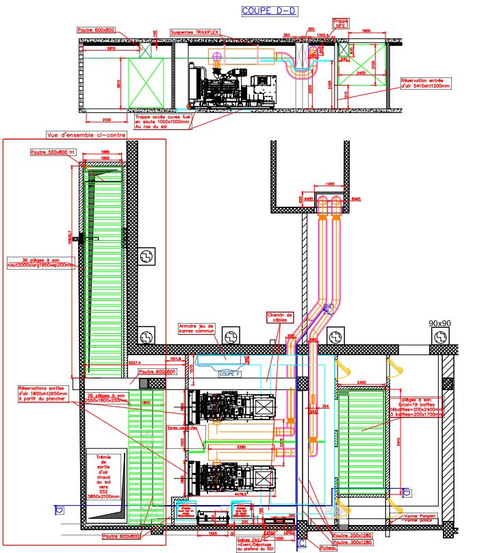 Plan d'un groupe électrogène pour Ingénierie et installation de groupes électrogènes dans une tour administrative à Montreuil l Flipo Richir