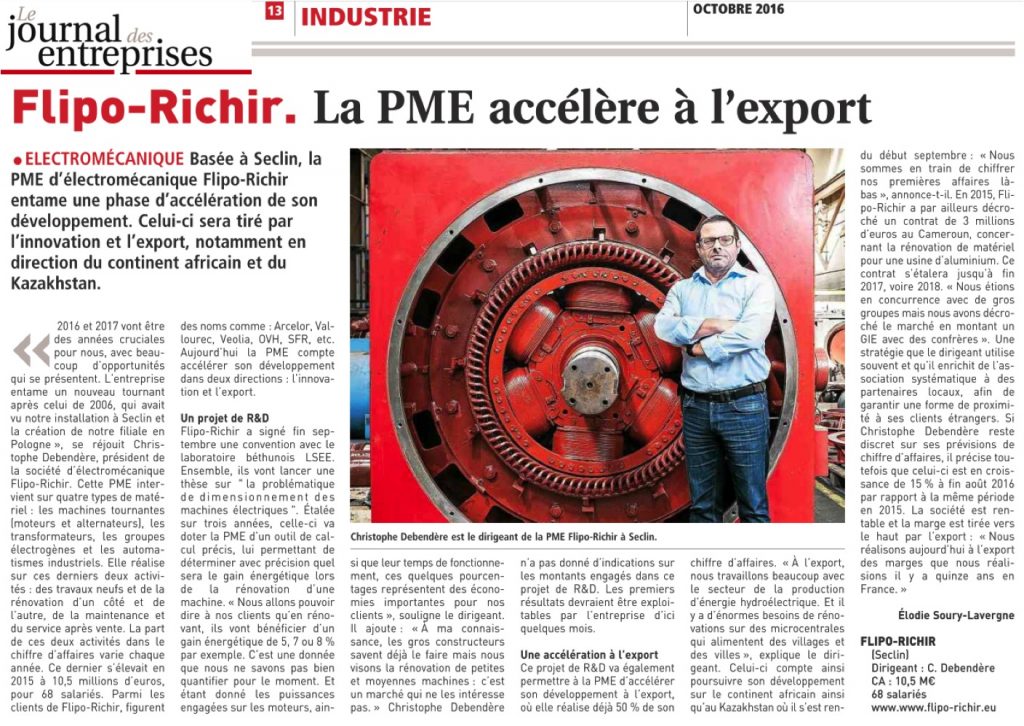 La PME accélère à l'export revue de presse l Flipo richir